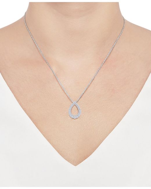Macy's Metallic Diamond Open Teardrop Pendant Necklace (3/4 Ct. T.w.