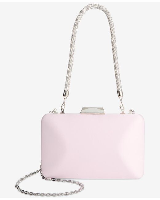 INC International Concepts Pink Crystal Top Handle Mini Satin Frame Bag