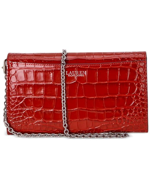 Ralph Lauren Black Adair Croc-embossed Leather Small Crossbody