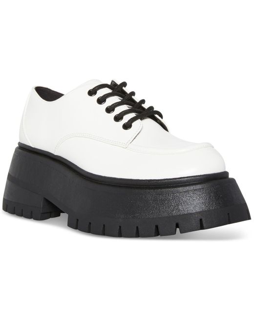 Madden Girl White Philipa Lace-up Lug Platform Oxford Loafers
