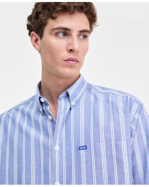 Hugo Ebill BOSS Hugo By Ebill Cotton Long-sleeve Striped Oxford Shirt in Blue for ...