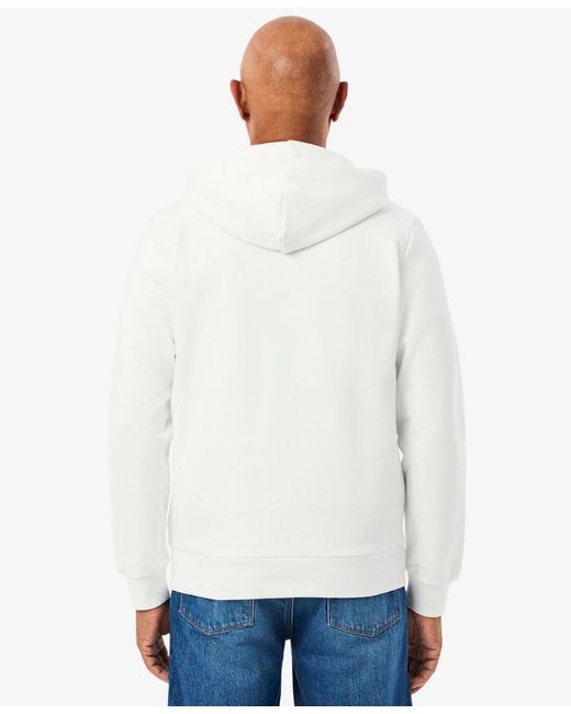 Lacoste White Zip-up Fleece Hoodie for men