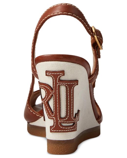 Ralph Lauren ロニ ロゴ ウェッジソール サンダル Roni Lauren Ralph Lauren RONI NAPPA LEATHER SANDAL - Wedge