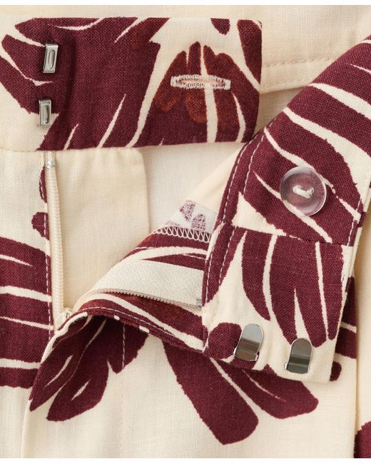Mango Red Printed Pleated Pants