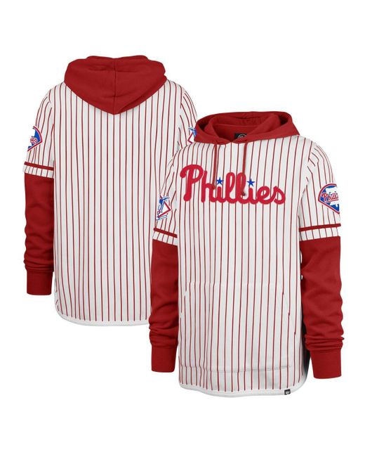 '47 Red Philadelphia Phillies Pinstripe Double Header Pullover Hoodie for men