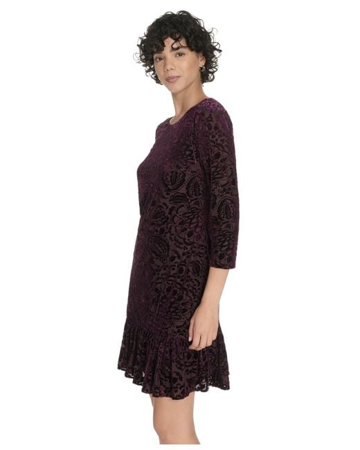 Tommy Hilfiger Women's Red Petite Burnout Shift Dress