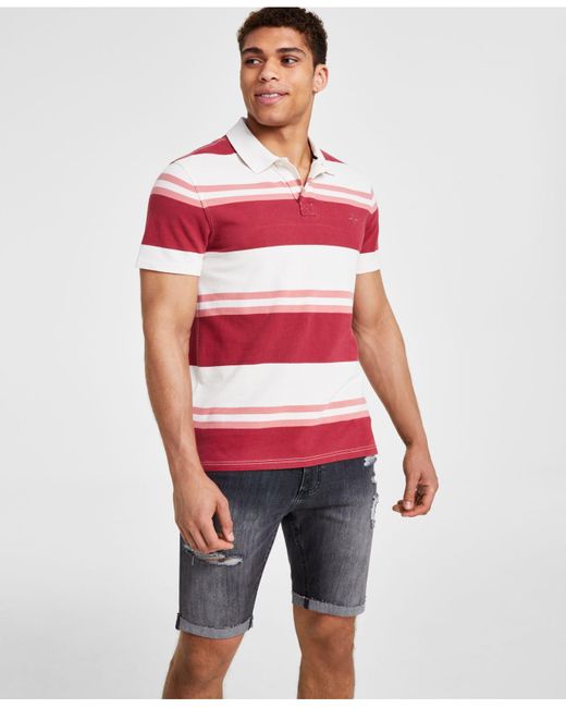 Sun u0026 Stone Simon Stripe Polo, Created For Macy's in Red for Men | Lyst  Canada