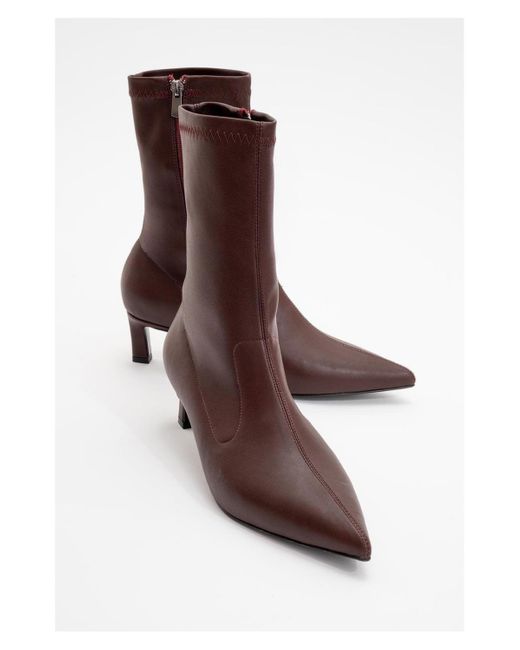 Prologue Shoes Brown Lewin Pointed Toe Stiletto Boot