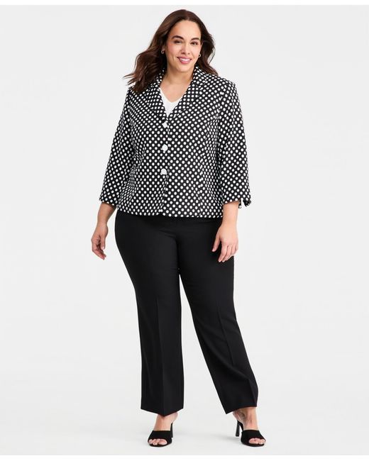 Kasper Black Plus Size Double-button Bootcut Pants