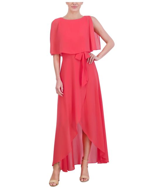 Jessica Howard Red Petite Split-sleeve High-low Maxi Dress