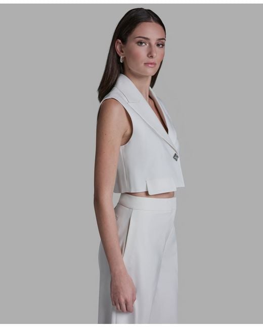 BCBGMAXAZRIA Gray One-button Cropped Vest
