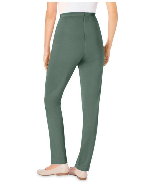 Woman Within Green Plus Size Tall The Hassle-free Elastic-waist Soft Knit Pant