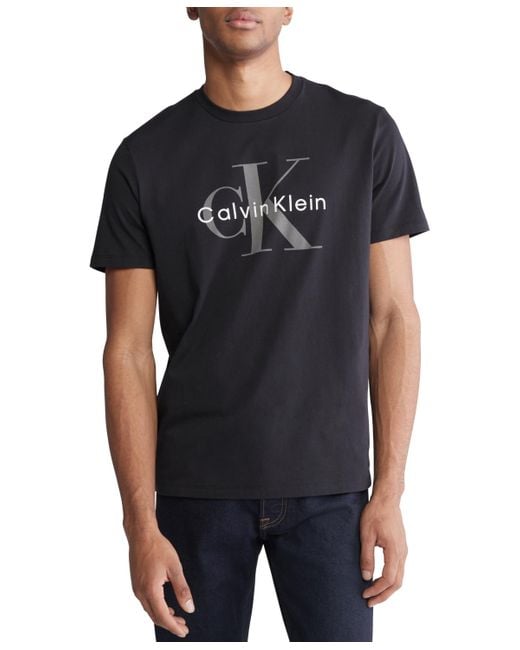 Calvin Klein Short Sleeve Crewneck Logo Graphic T-shirt in Black for Men