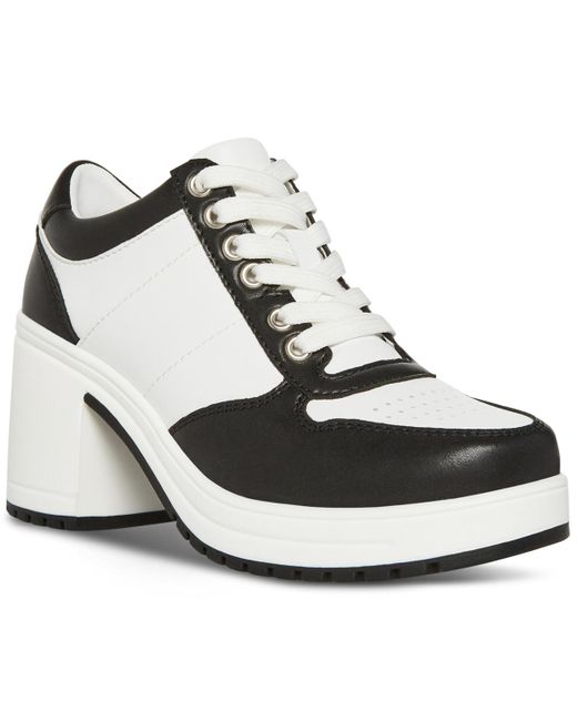 Madden Girl White Vida Lace-up High-heel Sneakers