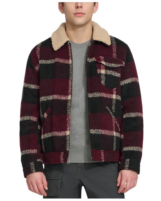 Levi's Brown Plaid Full-zip Depot Jacket for men