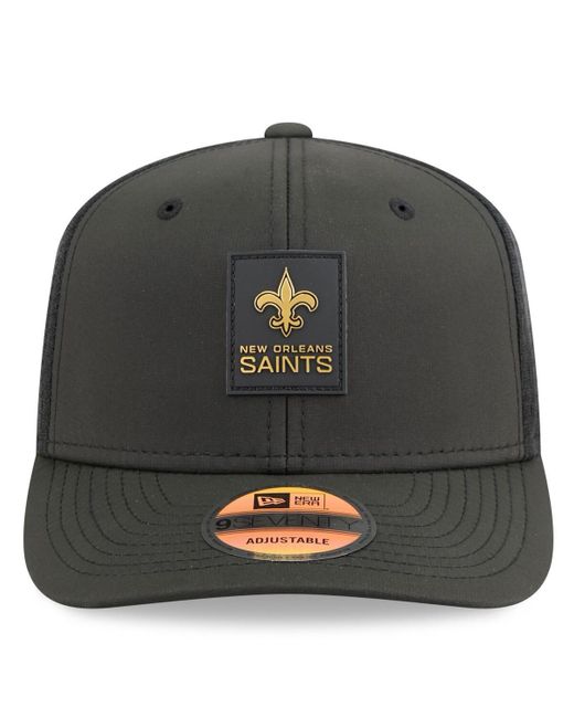 KTZ Black New Orleans Saints 2025 Sideline 9seventy Trucker Adjustable Hat for men