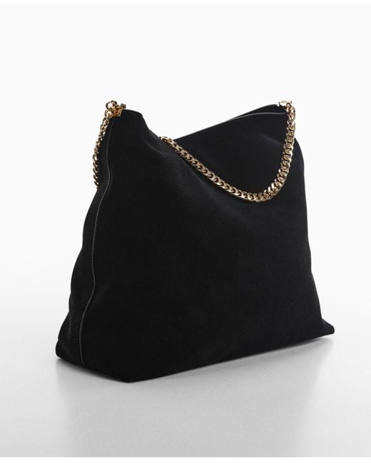 Mango Chain Leather Bag in Black | Lyst