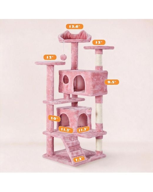Aronkl Pink Multi-level Cat Tree Tower