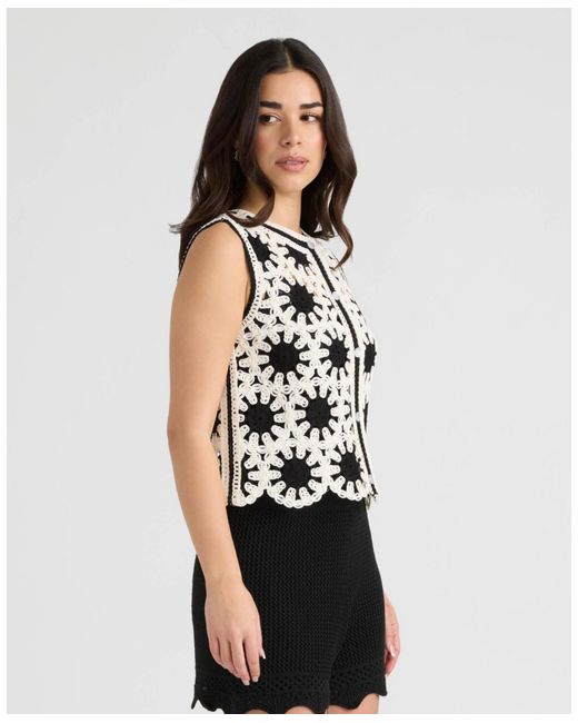 NVLT White Crochet Button Front Vest