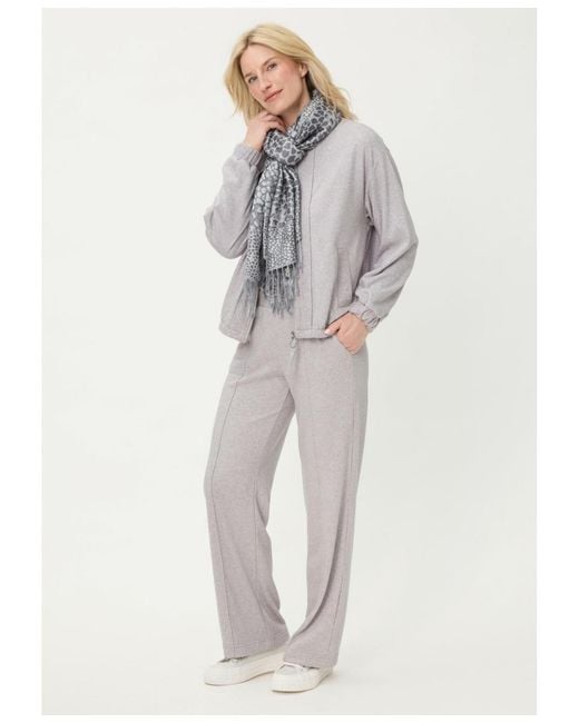 Olsen Gray Collarless Zip Front Jersey Jacket