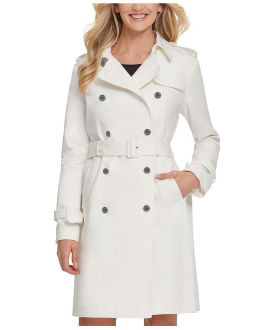 DKNY White Belted Trench Coat