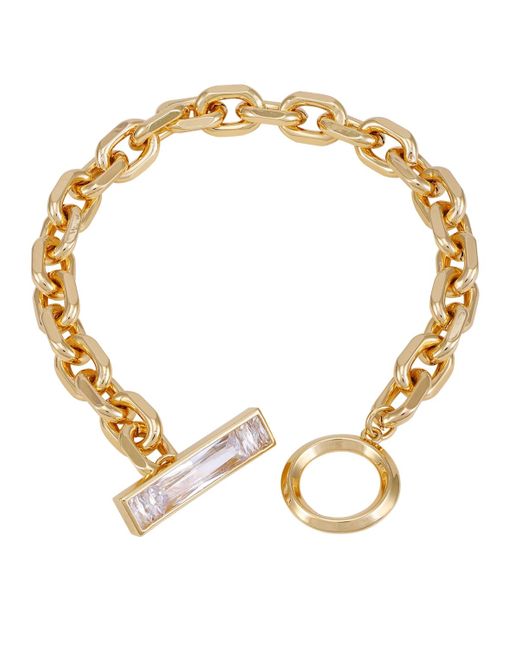 Vince Camuto Metallic Tone Glass Stone toggle Chain Bracelet