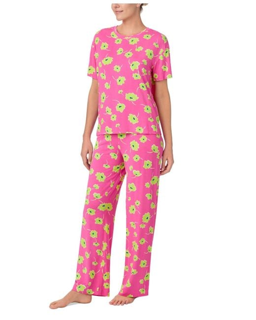 Sanctuary Pink 2-pc. Knit Jersey Short-sleeve Long Pajama Set