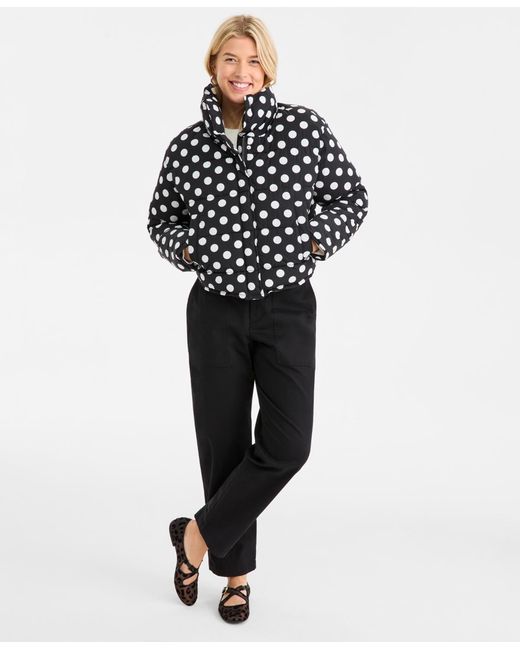 On 34th Blue Cropped Dot Puffer Jacket
