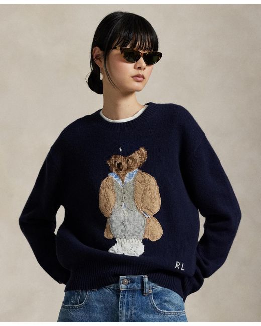 Polo Ralph Lauren Blue Polo Bear Wool-cashmere-blend Sweater