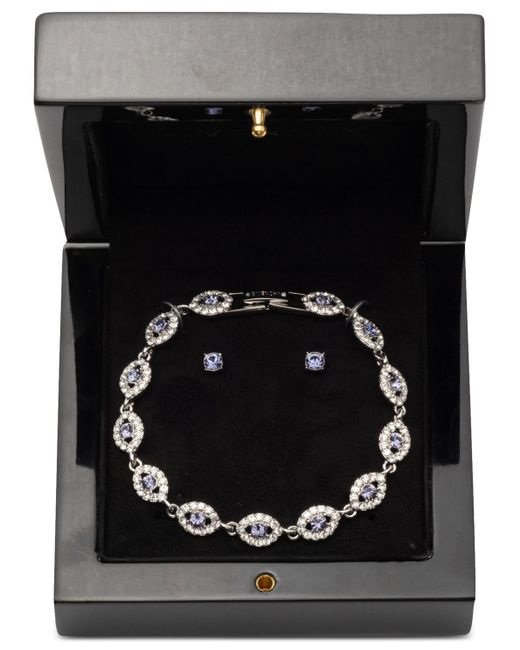 Givenchy Metallic Mixed Crystal Flex Bracelet & Stud Earrings Set