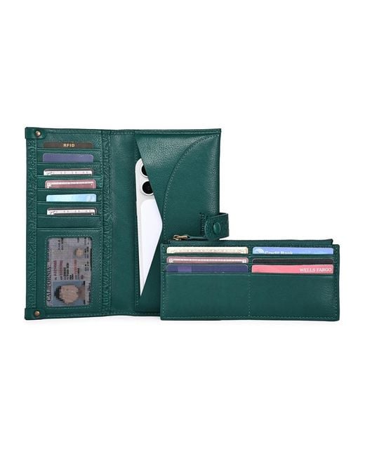 Old Trend Green Iris Bifold Wristlet