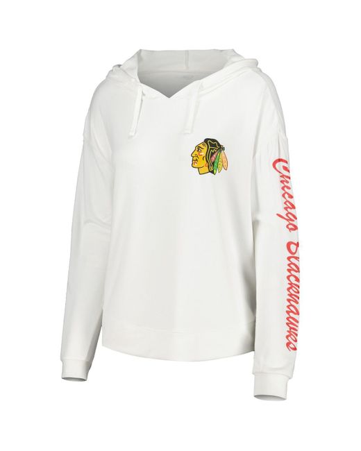 Concepts Sport White Chicago Blackhawks Accord Hacci Long Sleeve Hoodie Top