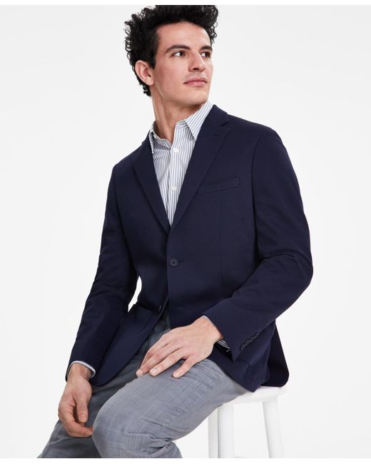 Calvin Klein Blue Slim-fit Knit Blazer for men