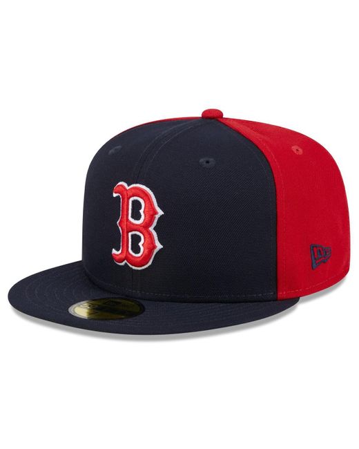 KTZ Navy/red Boston Red Sox Gameday Sideswipe 59fifty Fitted Hat for men
