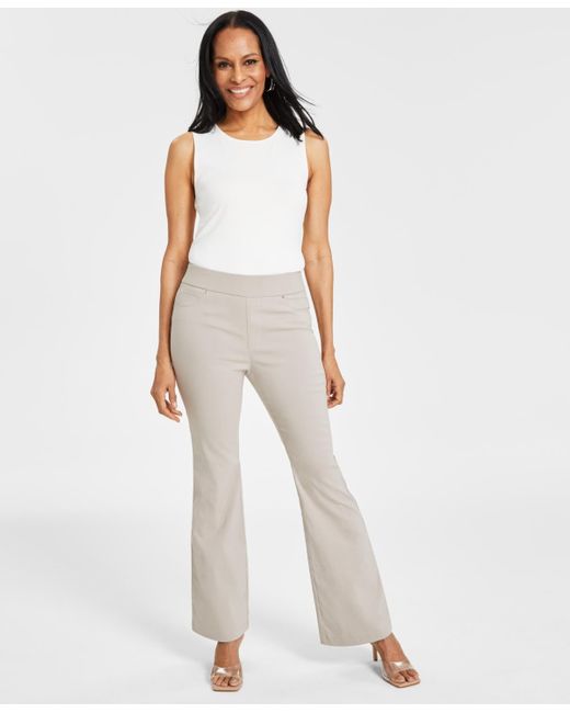 INC International Concepts White High-rise Pull-on Flare-leg Pants