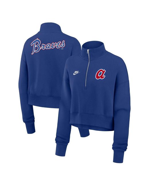 Nike Women's Blue Atlanta Braves Cooperstown Collection Phoenix Fleece Half-zip Sweatshirt