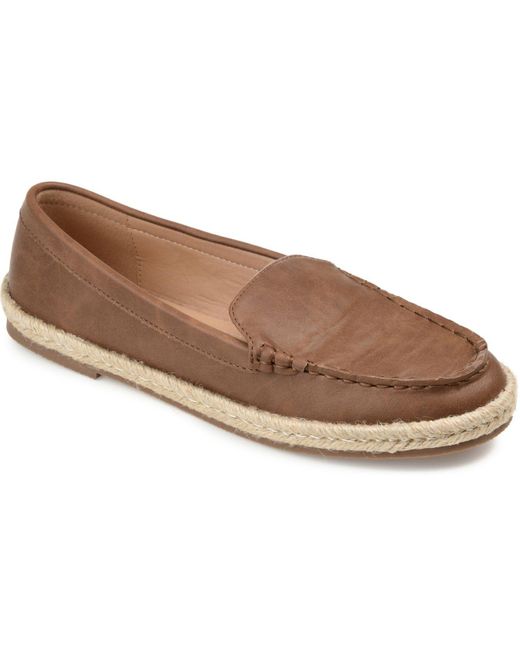 Journee Collection Leather Balie Espadrille Loafer in Brown | Lyst