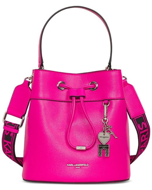 Karl Lagerfeld Pink Adele Medium Bucket Bag