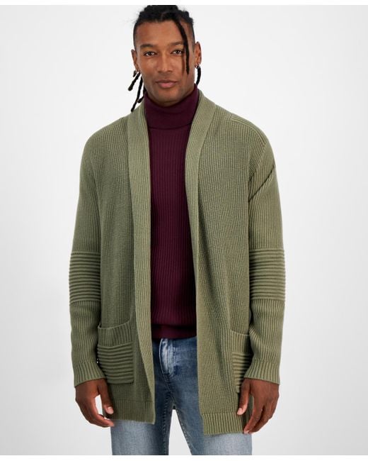 Green shawl top collar cardigan