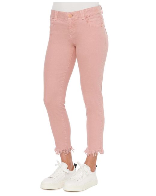 Democracy Pink Ab Solution Ankle Skimmer Jeans With Chewed Hem