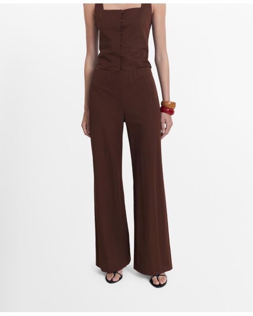 Mango Brown Flowy Straight-fit Pants