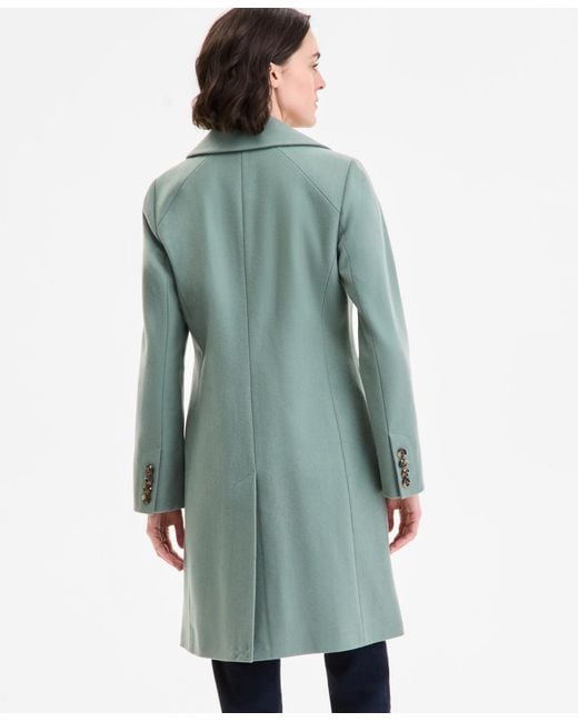Anne Klein Green Single-breasted Walker Coat
