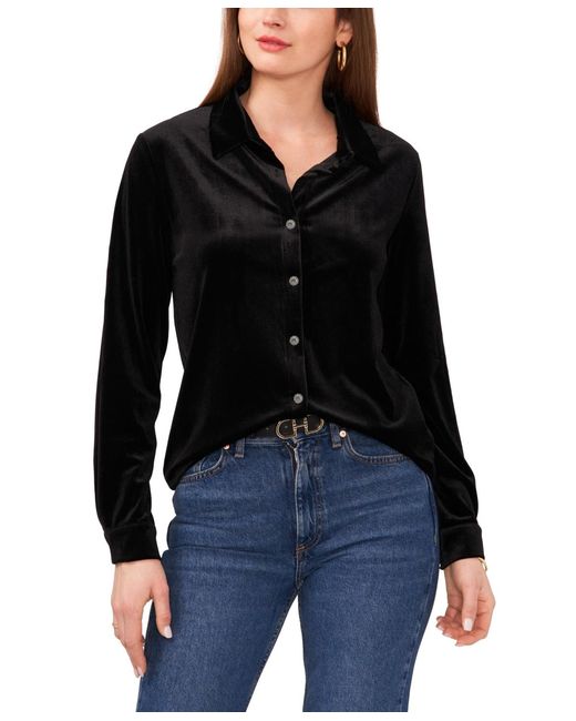 Vince Camuto Black Button-down Collar Top