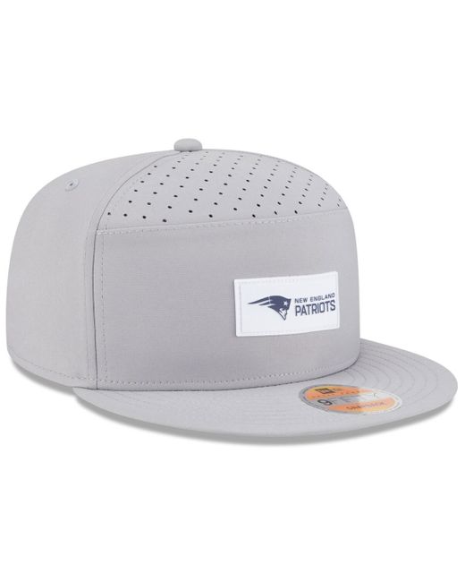 KTZ Gray New England Patriots 2025 Sideline Split Panel 9fifty Snapback Hat for men