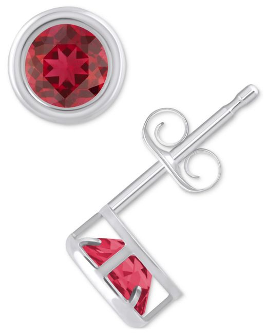 Macy's Red Lab-created Opal Bezel Stud Earrings (1-1/5 Ct. T.w.