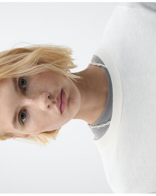Mango White Wool-blend Round-neck Sweater