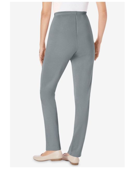 Woman Within Gray Within The Hassle-free Elastic-waist Soft Knit Pant