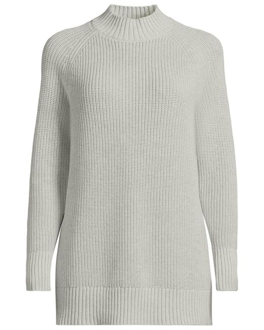 Lands' End Gray Drifter Shaker Easy Fit Mock Neck Tunic Sweater