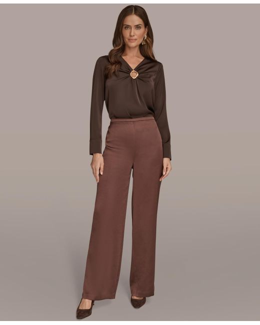 Donna Karan Brown Wide Leg Pants