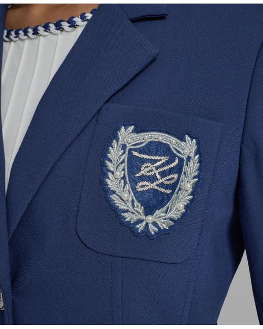 Karl Lagerfeld Blue 3-button Cropped Jacket